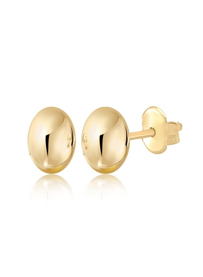 MASSETE 14k Yellow Gold Ball Stud Earrings for Women and Girls Nickel Free 8mm - Image 1