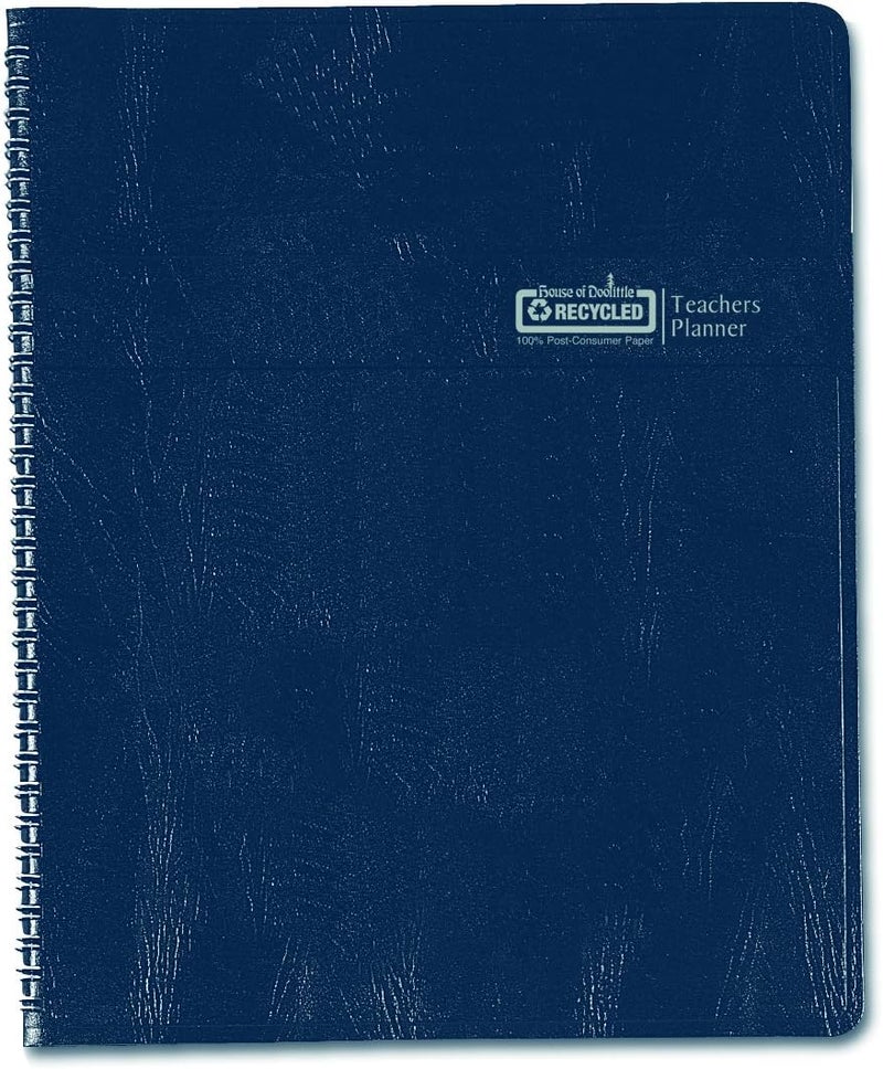House of Doolittle Teachers Planner 8.5" x 11 - Blue Simulated Leather Cover - Image 1