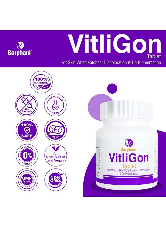 Barphani VitliGon 60 Tablets Super Effective on Vitiligo Leucoderma White Patches Safed Daag Faster Results Helps Restricts Spread Melanin Generation - Image 4