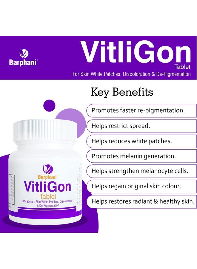Barphani VitliGon 60 Tablets Super Effective on Vitiligo Leucoderma White Patches Safed Daag Faster Results Helps Restricts Spread Melanin Generation - Image 3