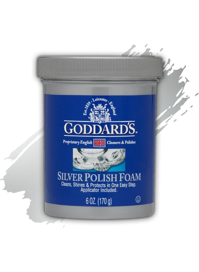 GODDARD'S Goddard’s Silver Polish Foam – Silver Jewelry Cleaner for Antiques, Accessories, Ornaments & More – Silver Cleaner for Silverware Protection – Tarnish Remover for Jewelry w/Sponge Applicator (6 oz) - Image 1