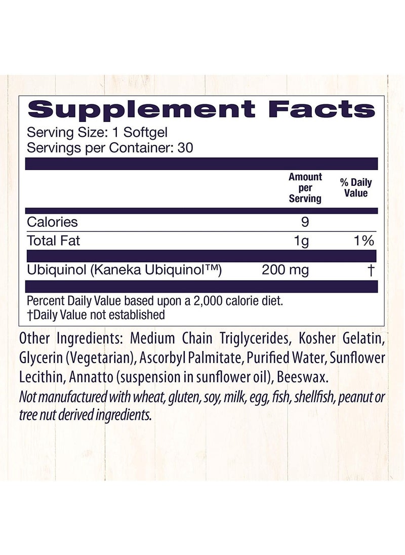 Healthy Origins Ubiquinol Reduced, Active Antioxidant form of CoQ10 Dietary Supplement - 30 Softgels  - Image 4