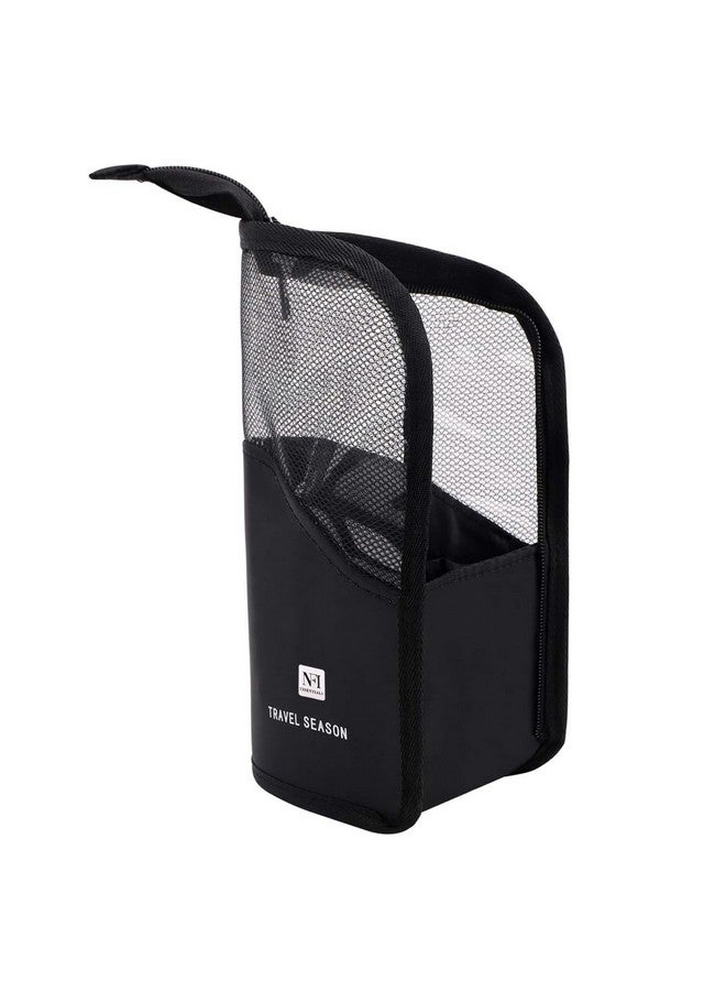 NFI essentials PVC Makeup Brush Organizer Bag for Women, Portable Makeup Brush Holder Travel Makeup Brush Case Standing Zipper Waterproof Cosmetic Brush Pouch - Image 1