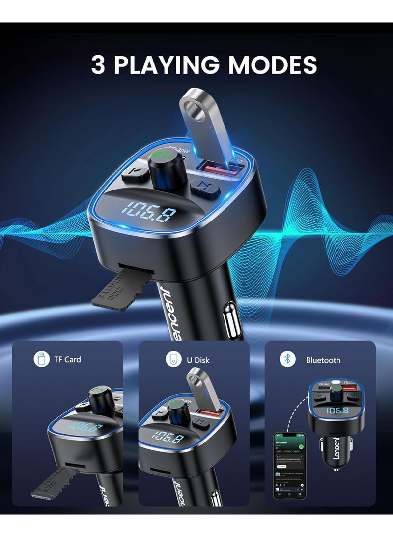 لينسينت مجموعة محول راديو لاسلكي لجهاز إرسال بلوتوث للسيارة مع منفذين - Image 5