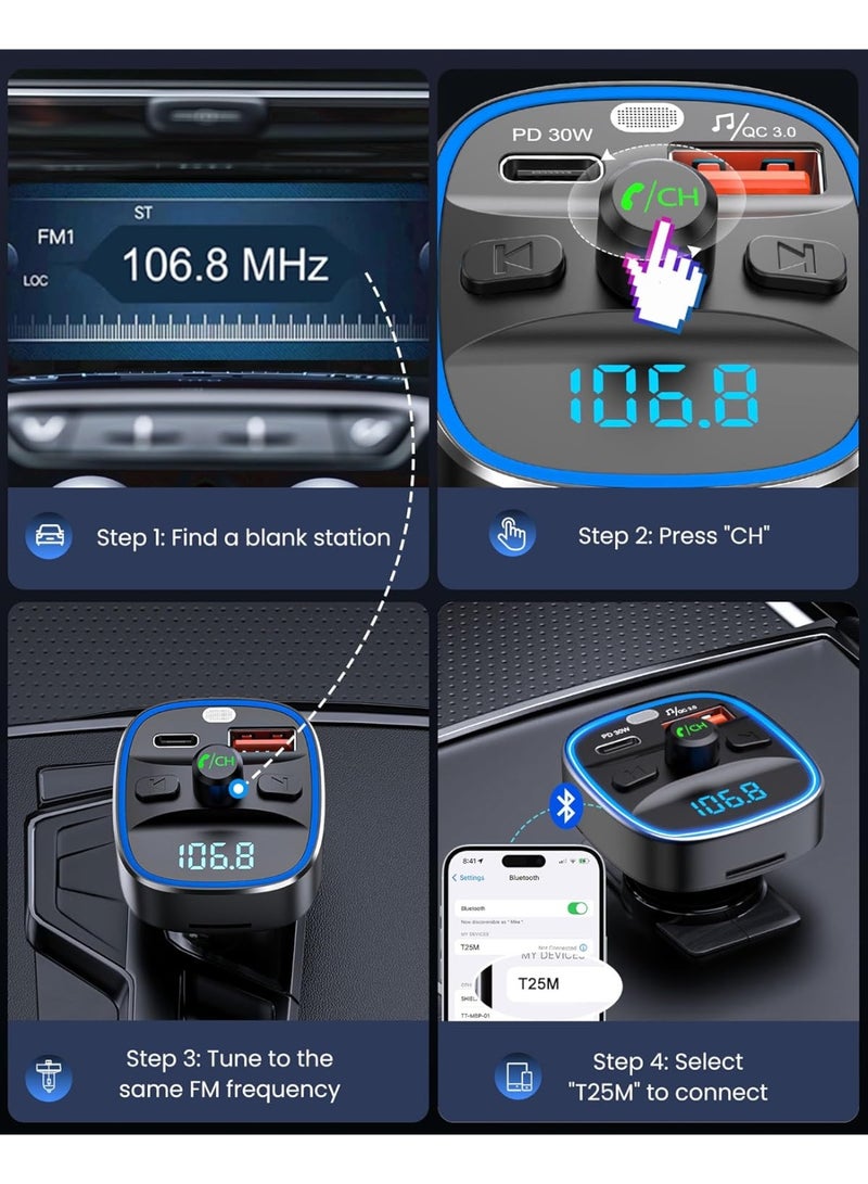 لينسينت مجموعة محول راديو لاسلكي لجهاز إرسال بلوتوث للسيارة مع منفذين - Image 2