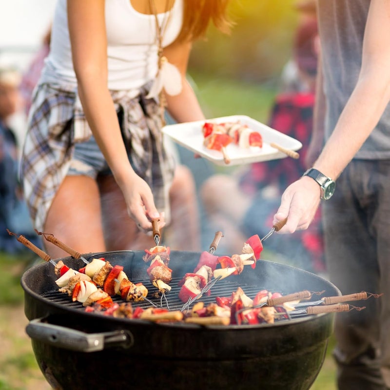 Minatee 12 Pack Marshmallow Roasting Sticks 30 Inch Fall Extra Extendable Smores Skewers, Hot Dog Stick for Campfire, with Wooden Telescoping Corn BBQ Utensil Holder Kit Outdoor Camping for Fire Pit - Image 5