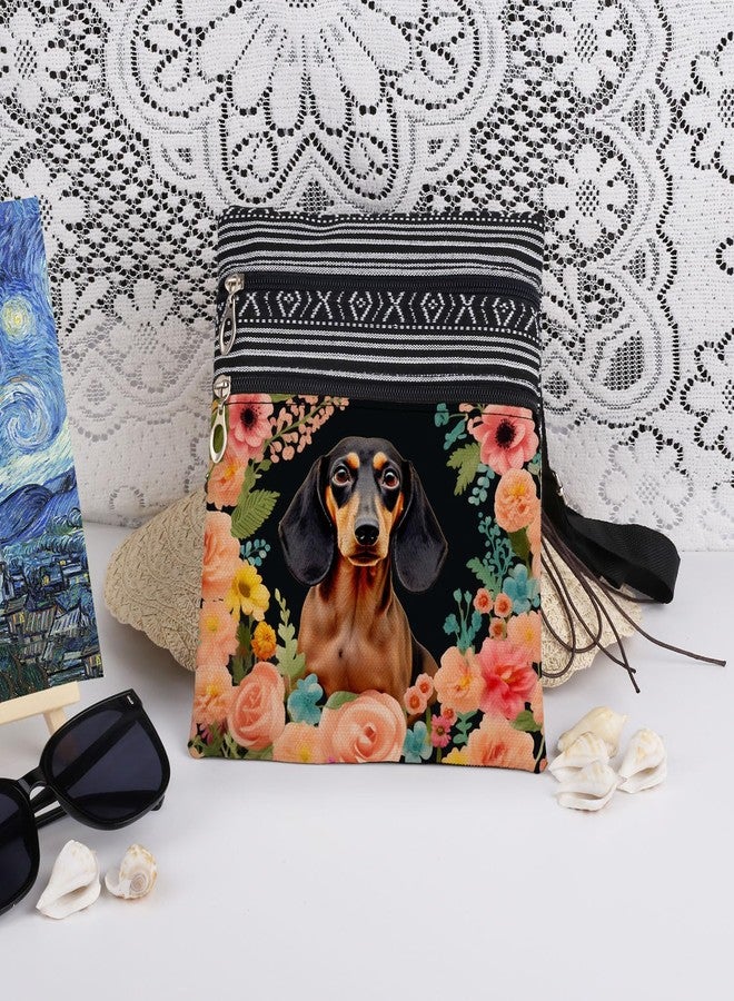 XiaoGalaee Floral Dog Adjustable Shoulder Strap Crossbody Bag Dachshund with Floral Print for Adults Unique Birthday Gift for Women Dog Lover Christmas Holiday Present for Him Friend - Image 3