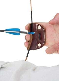 SYOSI Finger Saver, SYOSI Archery Finger Tabs Leather Shooting Finger Guard Protector Right Left Handed Finger Saver for Outdoor Recurve Bows  - Image 5