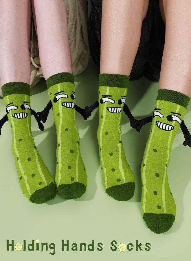 Subesty Funny Pickle Socks Gifts for Women Men, Novelty Magnetic Hand Holding Socks Cotton Crew Stockings White Elephant Gifts for Adults Boys Girls Gag Sock - Image 2