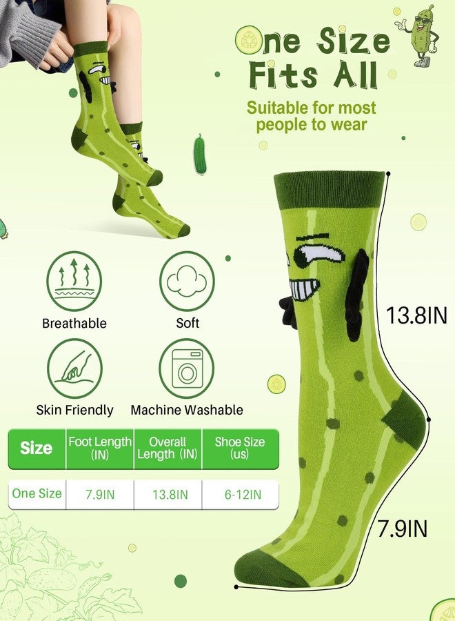 Subesty Funny Pickle Socks Gifts for Women Men, Novelty Magnetic Hand Holding Socks Cotton Crew Stockings White Elephant Gifts for Adults Boys Girls Gag Sock - Image 3