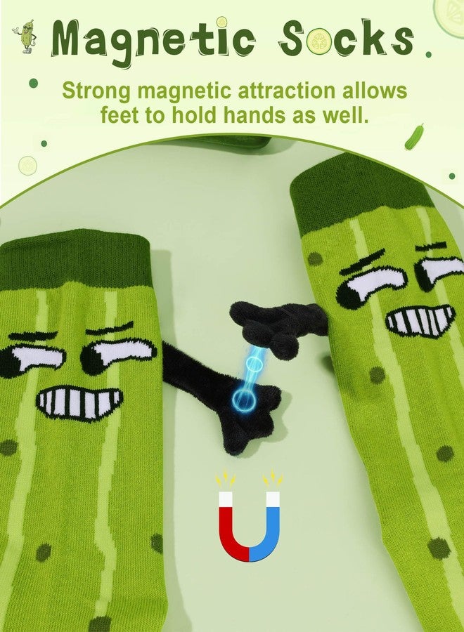 Subesty Funny Pickle Socks Gifts for Women Men, Novelty Magnetic Hand Holding Socks Cotton Crew Stockings White Elephant Gifts for Adults Boys Girls Gag Sock - Image 4