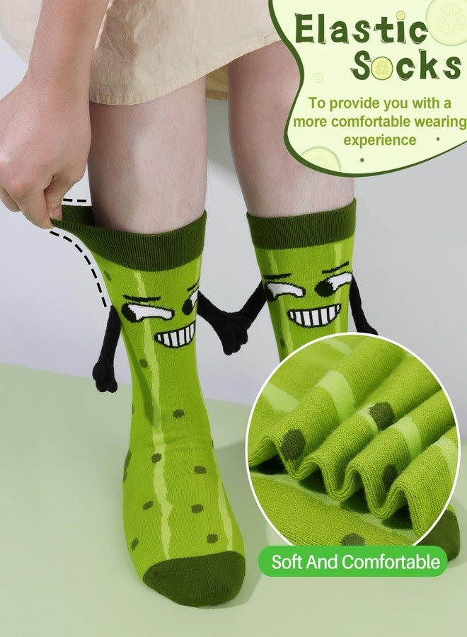Subesty Funny Pickle Socks Gifts for Women Men, Novelty Magnetic Hand Holding Socks Cotton Crew Stockings White Elephant Gifts for Adults Boys Girls Gag Sock - Image 5