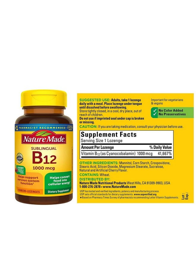 Nature Made B12 1000 Mcg Microlozenges Cherry Flavor 50 Ea (Pack Of 2)  - Image 4