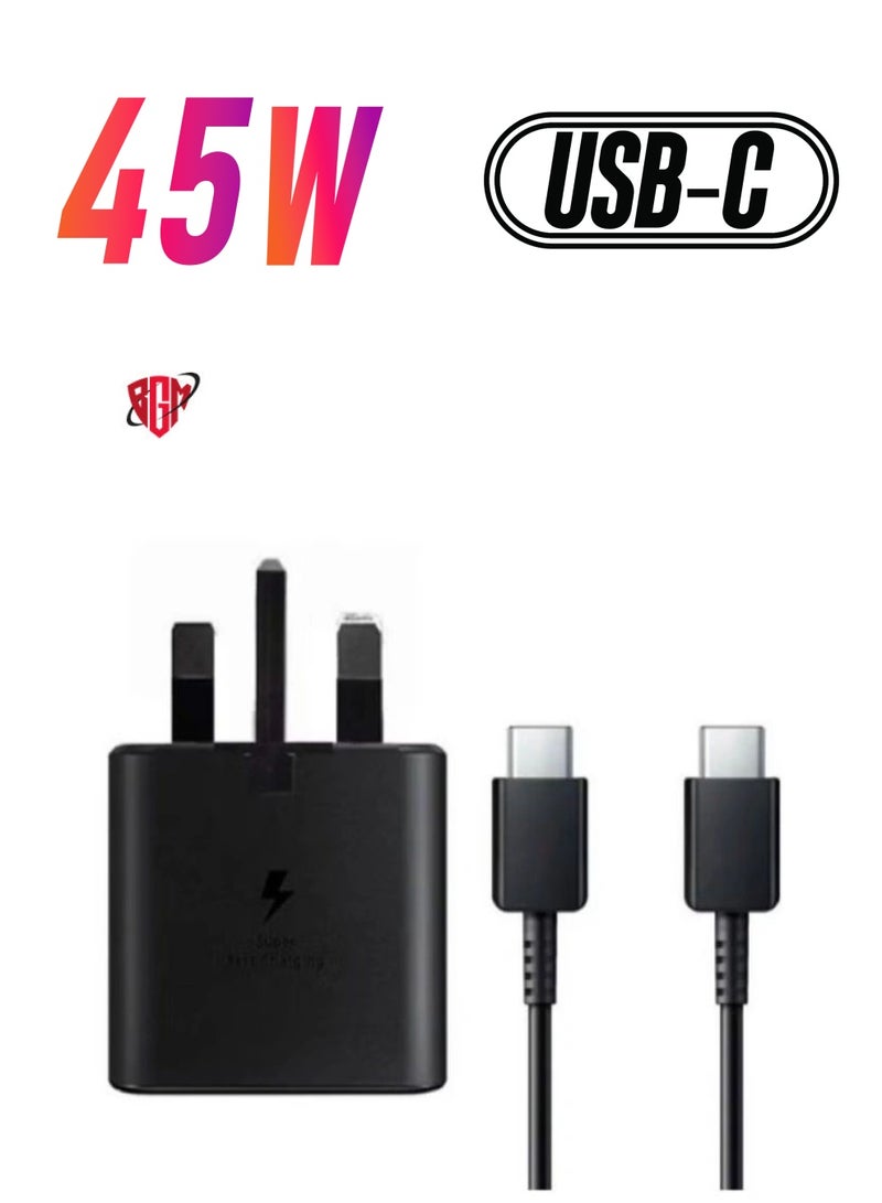 BGM compatible Samsung UK Travel Adaptor, 25W with USB Type C Cable - WhiteSamsung UK Travel Adaptor (45W with USB type C Cable) Black - Image 1