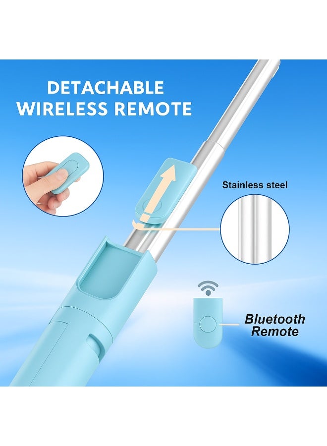 R1s Selfie Stick with Extendable Design up to 70cm, Built-in Lighting, Dual LED Light, Horizontal and Vertical Shooting Directions – Baby Blue - Image 4