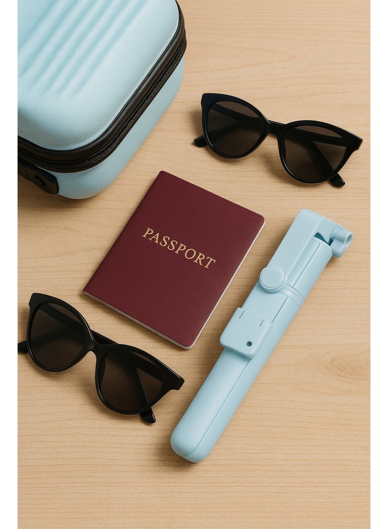 R1s Selfie Stick with Extendable Design up to 70cm, Built-in Lighting, Dual LED Light, Horizontal and Vertical Shooting Directions – Baby Blue - Image 3