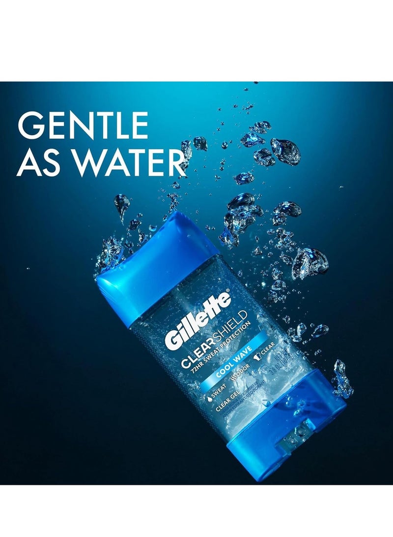 مزيل عرق مضاد للتعرق للرجال، 3 قطع، ClearShield، غير مهيج، موجة باردة مع حماية من العرق لمدة 72 ساعة، 4 × 108 جم - Image 4
