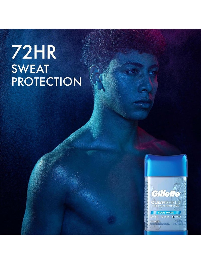 مزيل عرق مضاد للتعرق للرجال، 3 قطع، ClearShield، غير مهيج، موجة باردة مع حماية من العرق لمدة 72 ساعة، 4 × 108 جم - Image 3
