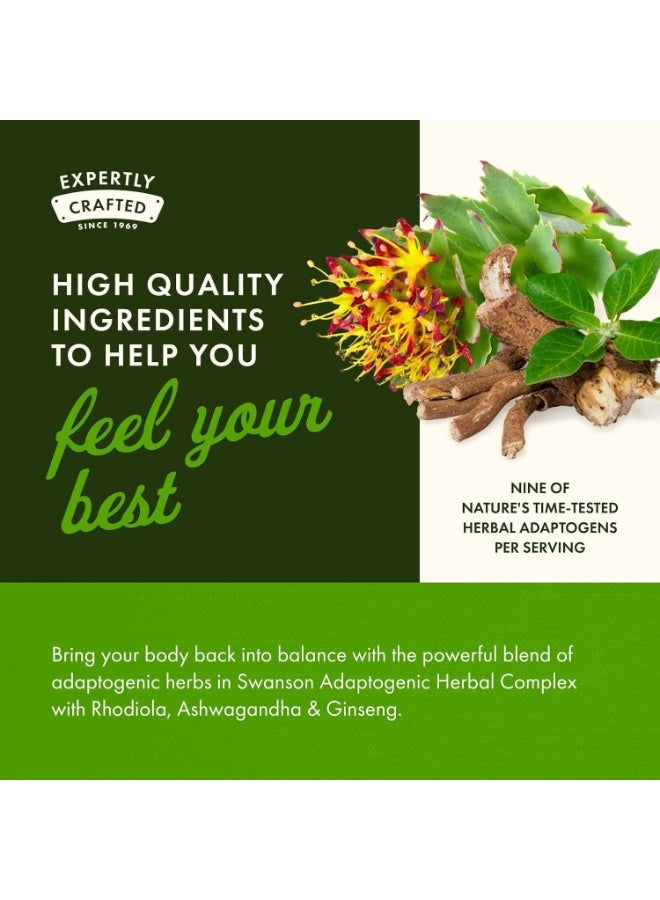SWANSON Adaptogenic Herbal Complex With Rhodiola Ashwagandha And Ginseng 60 Caps (pack of 3) - Image 4