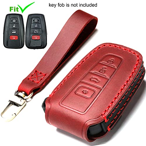 LYGKMU Car Key Fob Cover Case Compatible with Toyota Keyless Remote Control 2022、2021、2020、2019、2018、2017、2016 RAV4 Camry Corolla Avalon Tacoma Highlander 4Runner Tundra Prius Prado etc.（AN-Red） - Image 2