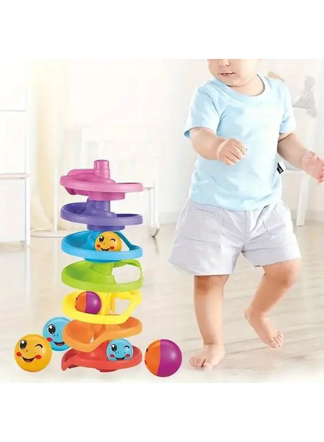 Colorful Rolling Ball Stacking Toy Set Educational Shape Recognition Gift for Kids - Image 5
