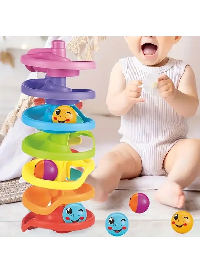 Colorful Rolling Ball Stacking Toy Set Educational Shape Recognition Gift for Kids - Image 3