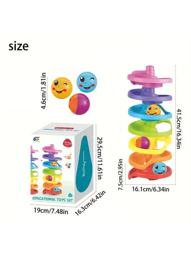 Colorful Rolling Ball Stacking Toy Set Educational Shape Recognition Gift for Kids - Image 2