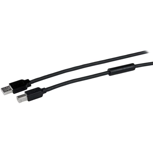 Startech.com StarTechcom 15m 50 ft Active USB 20 A to B Cable Long 15 m USB Cable 50 ft USB Printer Cable 1x USB A M 1x USB B M Black TAA USB2HAB50AC - Image 1