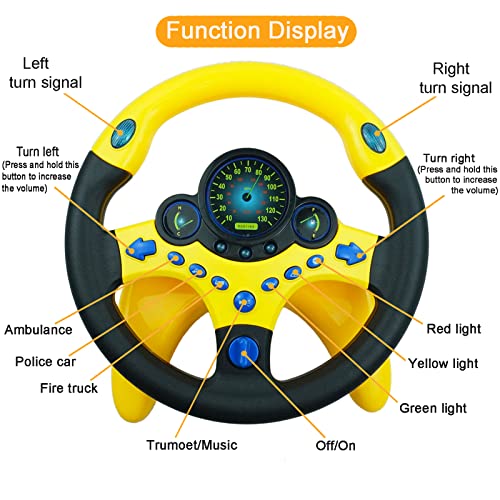 RedCrab Steering Wheel Car Driving Simulated Toy with Light and Music for Kids Pretend Driving Seat ToysBaby Electric Early Learning Educational Toys for Boys and GirlsYellow - Image 5