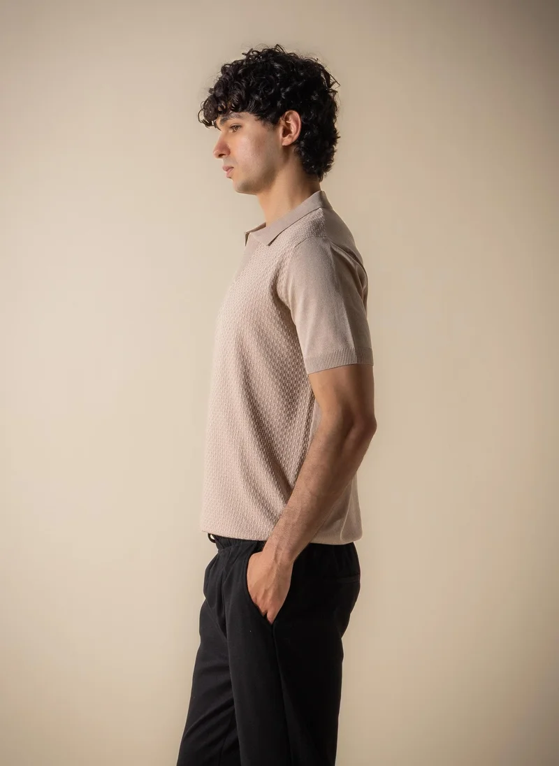 Shapes Beige SOFT TEXTURED POLO SHIRT for Men | Best Price UAE