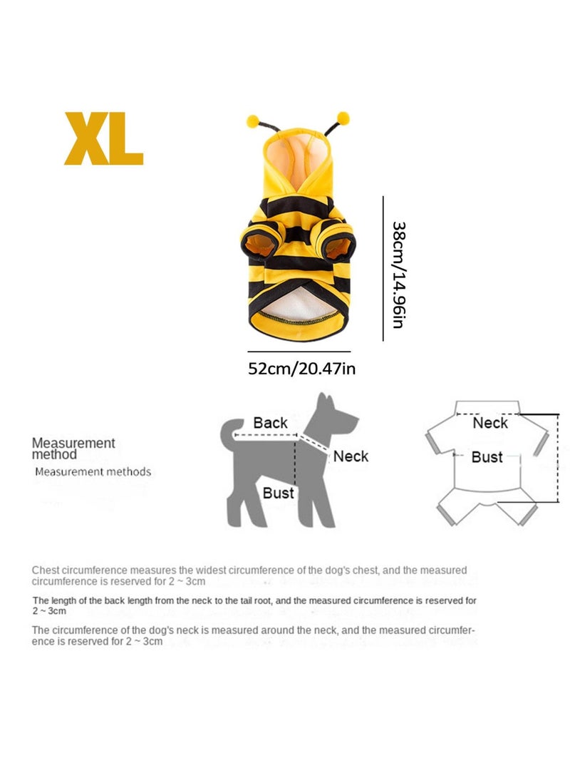 Excefore Dog Bee Costume, Dog Hoodies Bee Costume, Warm Clothes Puppy Cute Hooded Coat, for Holiday Cosplay, Outfits for Cat and Small Dogs, XL (Recommended 6-7kg) - Image 5