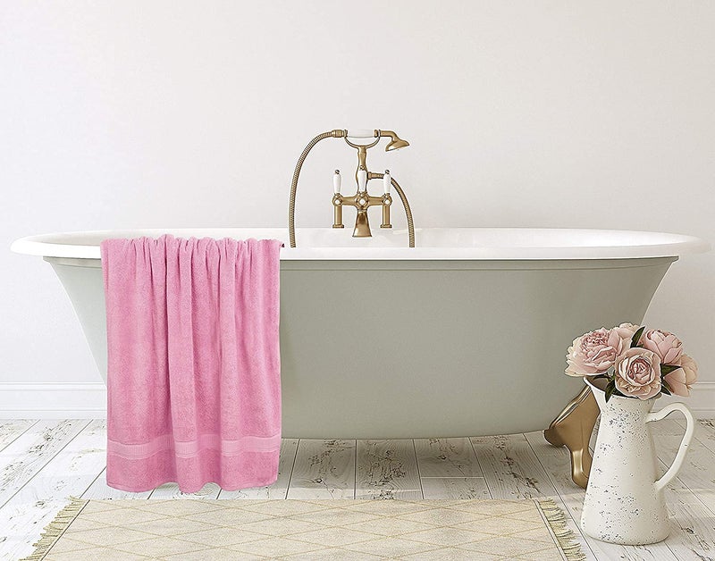 TIQH 600 GSM 100% Cotton Highly Absorbent and Quick Dry Extra Large Bath/Beach Towel/Jumbo Bath Sheet (36x72 Inches, Pink) - Image 4