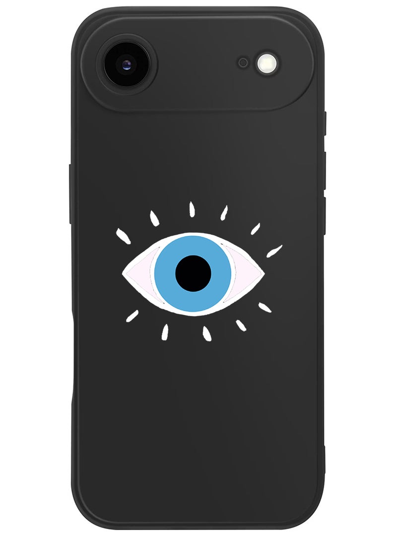 Theodor Protective Slim Fit Case Liquid Silicone Cover with Full Body Protection Anti-Scratch Shockproof Case For Apple iPhone 17 Air (Black) Eye - White - Image 1