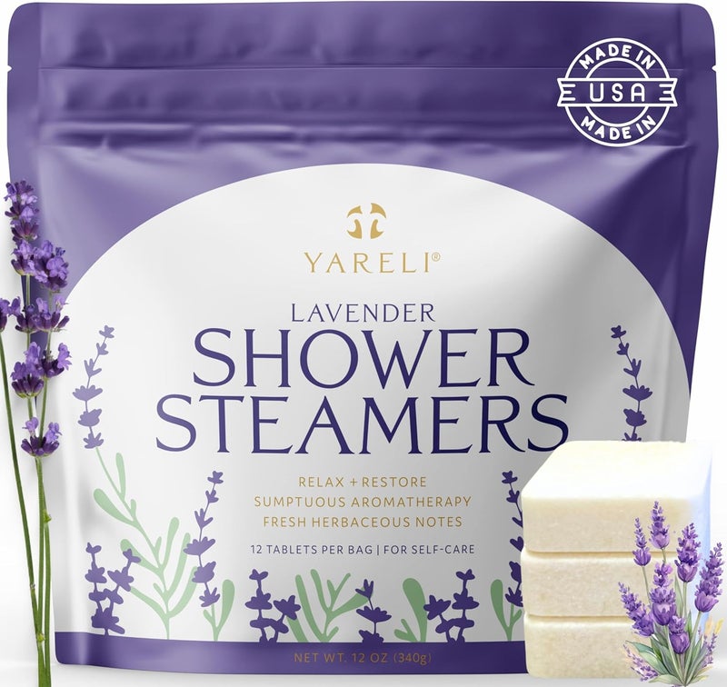 Shower Steamers Aromatherapy 12 Pack for Women and Men  Sinus Relief and Self Care Birthday and Relaxation Spa Gift  Lavender
