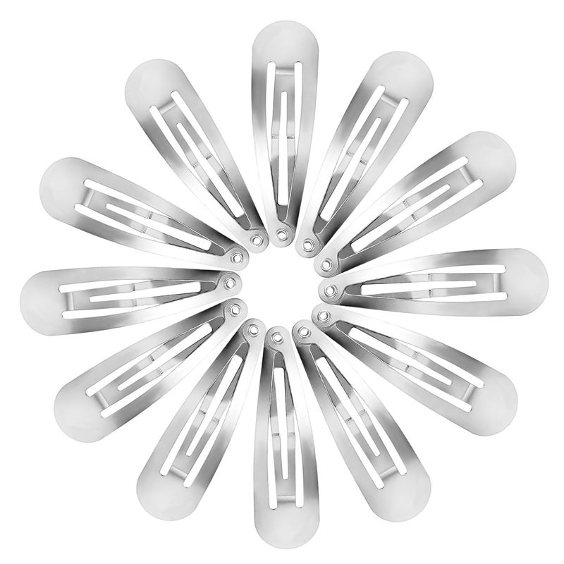 Hotop 50 Pack Snap Hair Clips Hair Barrettes for Kids Girls and Women 50 mm Silver