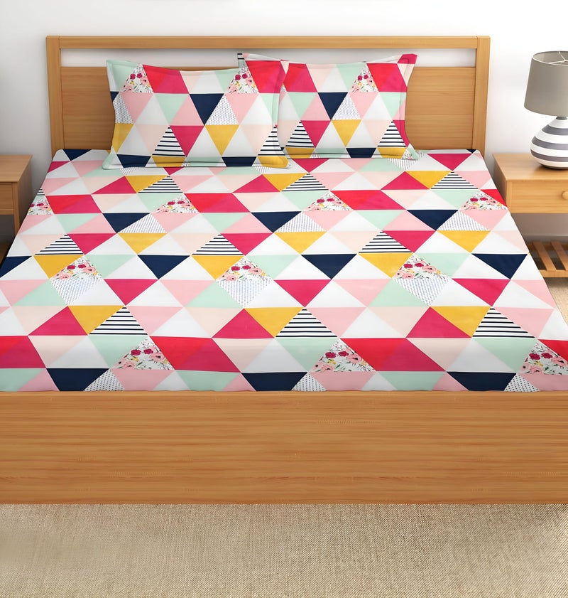 STARNSTYLE Polycotton 220 TC Floral Printed King Size Double Bedsheet with 2 Pillow Covers, (90 x 90 Inches,) - Image 2
