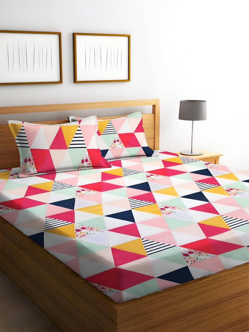 STARNSTYLE Polycotton 220 TC Floral Printed King Size Double Bedsheet with 2 Pillow Covers, (90 x 90 Inches,) - Image 1
