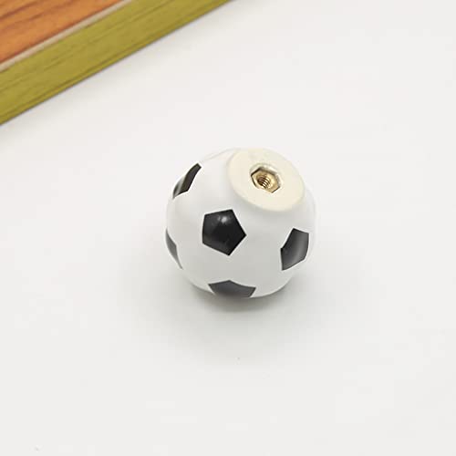 ESreake Heavy Ceramic Soccer knobs Football Knobs, 4 Packs Ball Sports Party Theme Children and Baby Home Decor Drawer Knobs Pulls Handles for Dresser Cupboard Wardrobe Cabinet Kitchen (4, Soccer-w) - Image 5