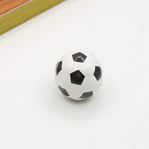 ESreake Heavy Ceramic Soccer knobs Football Knobs, 4 Packs Ball Sports Party Theme Children and Baby Home Decor Drawer Knobs Pulls Handles for Dresser Cupboard Wardrobe Cabinet Kitchen (4, Soccer-w) - Image 3