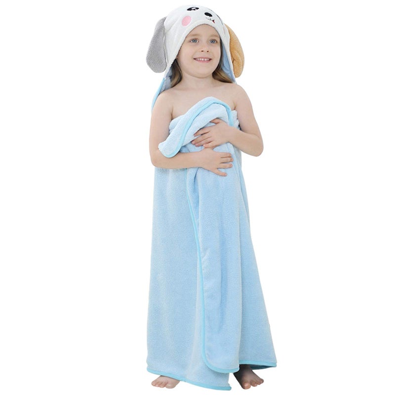 MICHLEY Cartoon Hooded Baby Towel Unisex Premium Soft Swimming Bathrobe Large Washcloths 315 x 53 for 09T Blue Dog