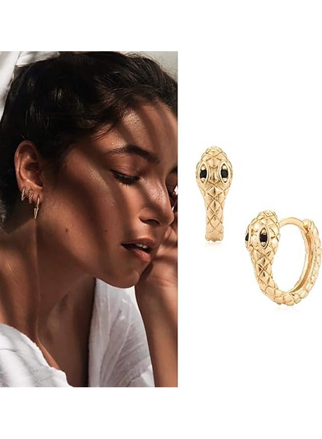 ميفيكو المرأة Huggie أقراط الذهب هوب النائم 14K الذهب شغل صغيرة بسيطة اليدوية هيبوالرجينيك مجوهرات يومية - Image 3