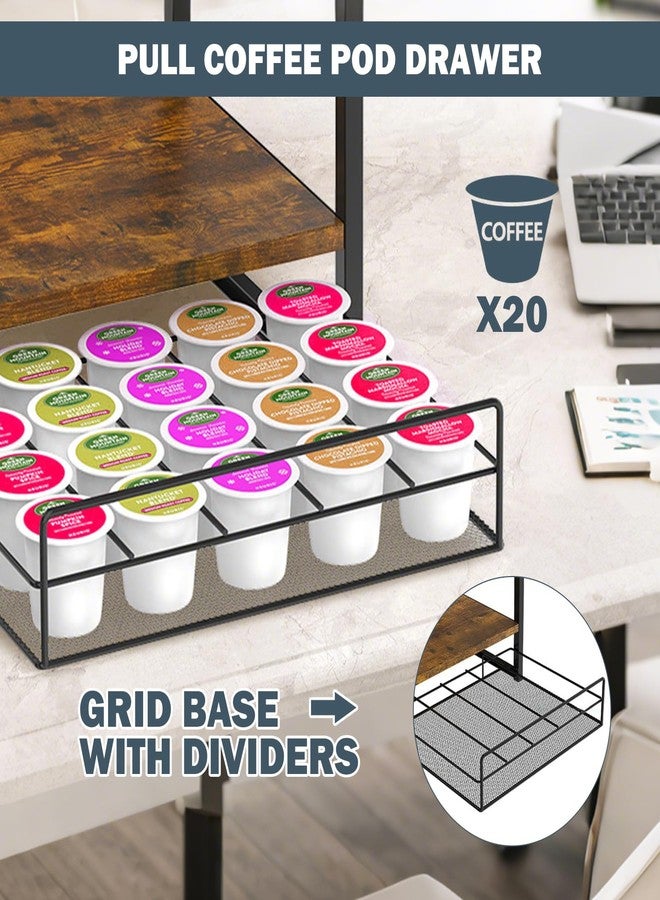 حامل كبسولات القهوة، حامل ثلاثي الطبقات لكبسولات K-Cup، منظم ركن القهوة مع خطافات للأكواب وأقدام قابلة للتعديل، منظم كبسولات K-Cup للشراب والشاي وحبوب البن، ملحقات ركن القهوة للمطبخ والمكتب المنزلي - Image 2