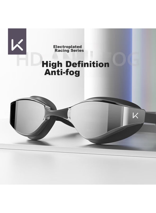 Keep Swimming Goggles, High-definition Anti-fog Waterproof, For Men And Women, Racing Clear Lens, Coated Professional Equipment, Piano Black - Image 1