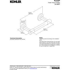 Kohler KOHLER K-14377-BN Purist Pivoting Toilet Tissue Holder  Vibrant Brushed Nickel  - Image 2