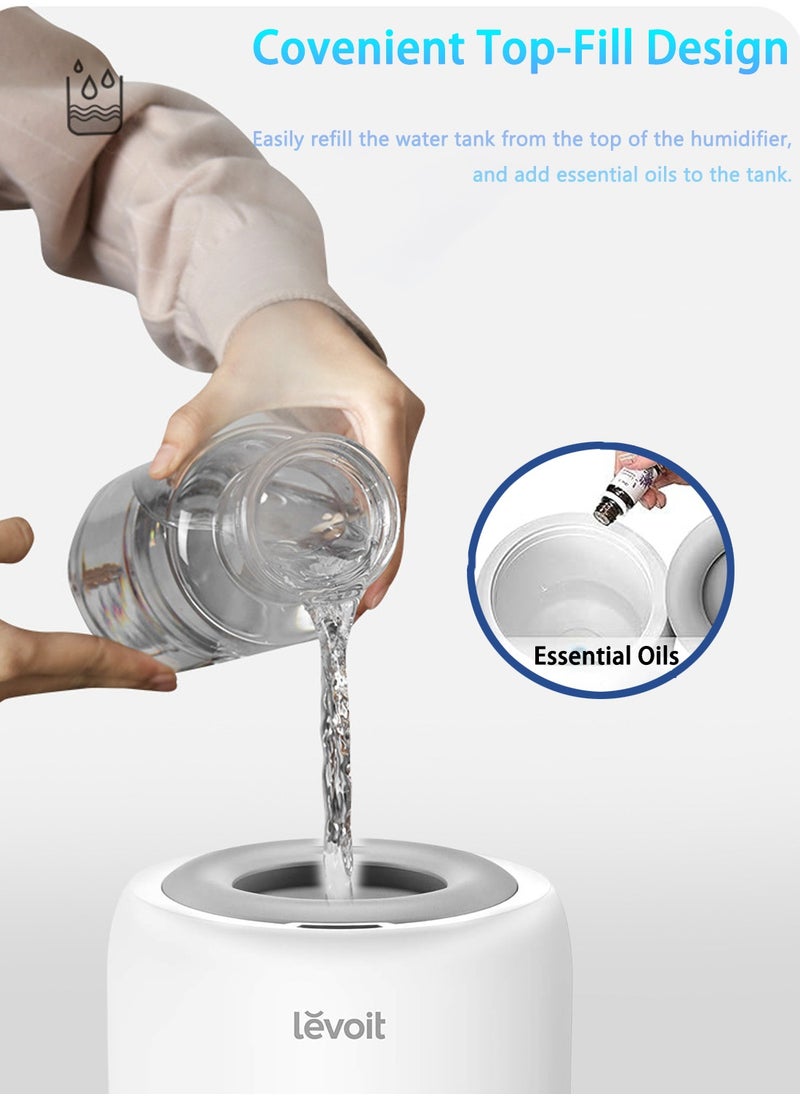 Humidifier For Living Room, Bedroom, Top-Fill Cool Mist Humidifier And Essential Oil Diffuser, Smart Sleep Mode, Silent Operation, Automatic Shut-Off.