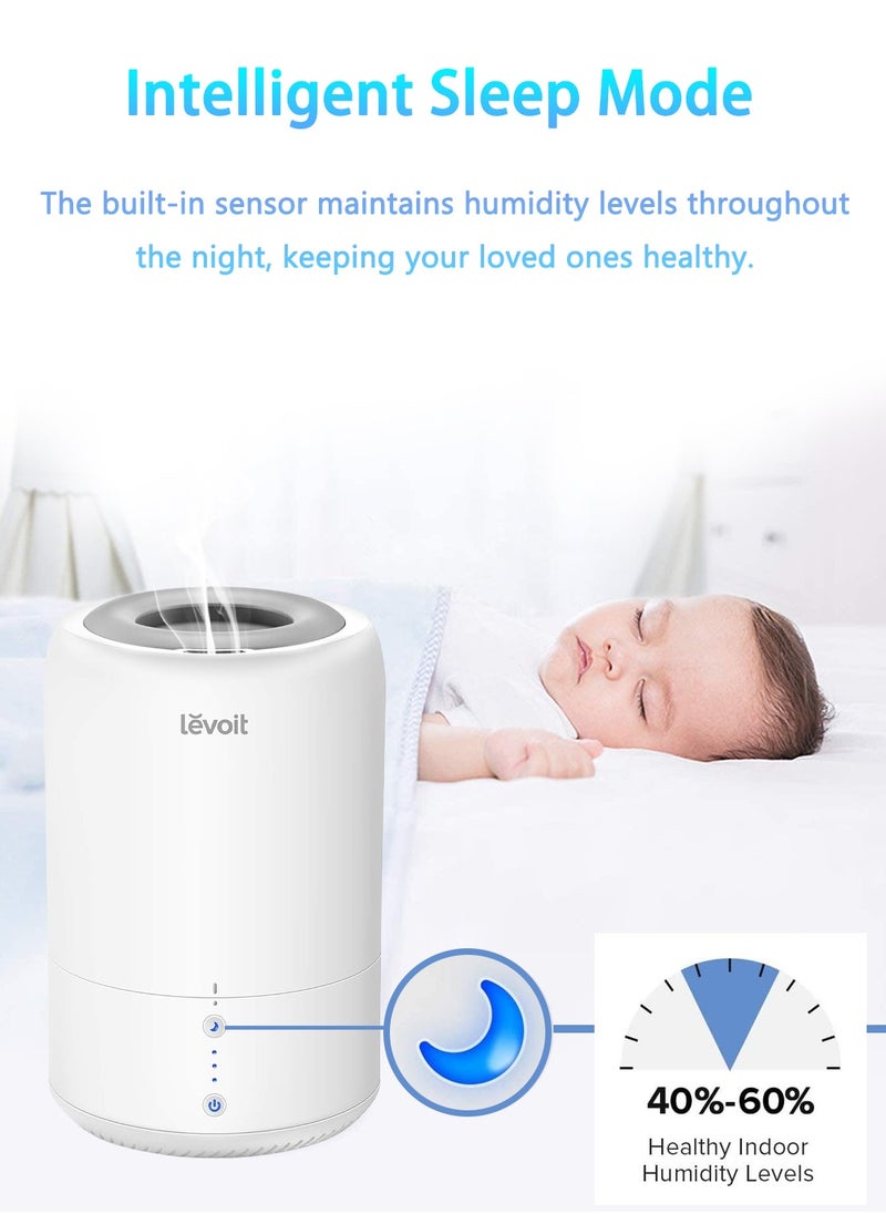 Humidifier For Living Room, Bedroom, Top-Fill Cool Mist Humidifier And Essential Oil Diffuser, Smart Sleep Mode, Silent Operation, Automatic Shut-Off.