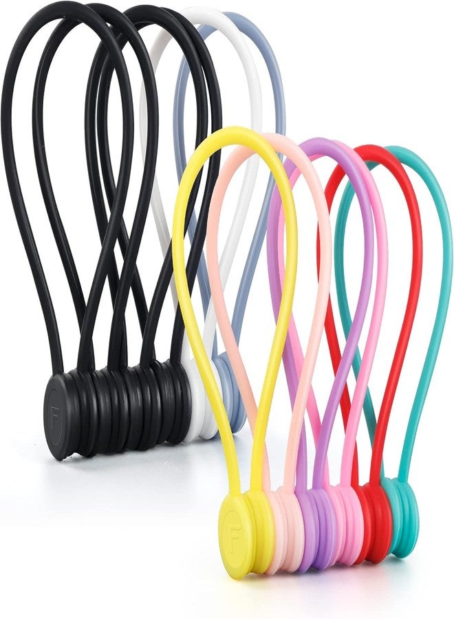 FGSAEOR Magnetic Cable Ties, FGSAEOR Reusable Silicone Twist Cords Organizers for Bundling and Organizing, Holding Stuff, Book Markers, Fridge Magnets, Cable Manager Keeper Wrap Straps Clips (B-12 Pack) - Image 1
