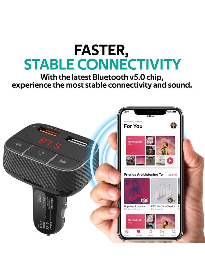 PROMATE Car Wireless FM Modulator With Quick Charge 3.0 Port Black - Image 3
