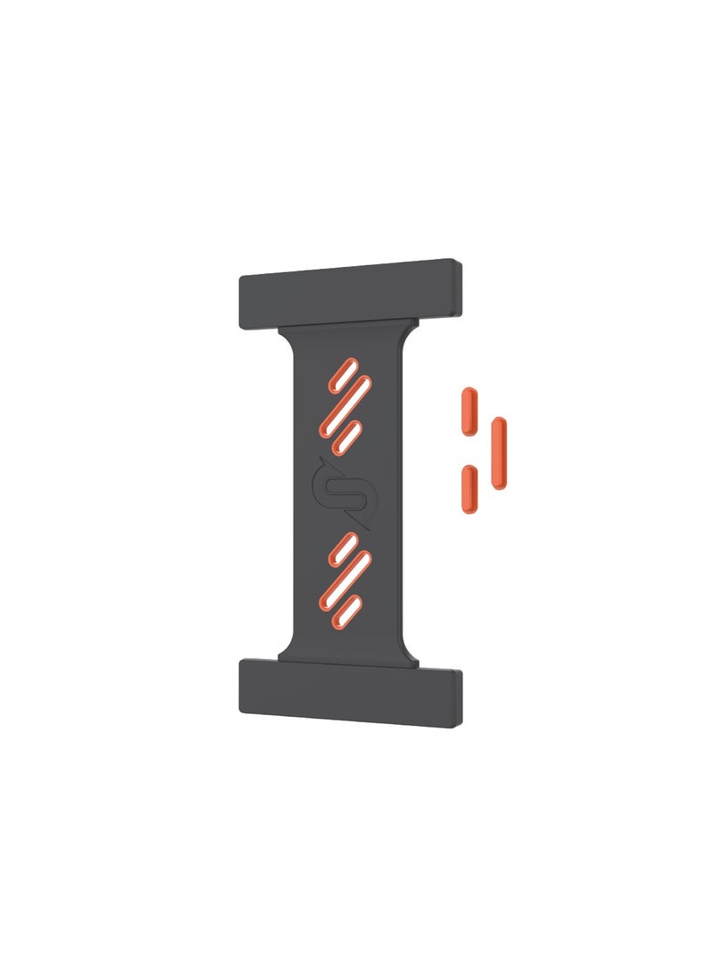 حزام قبضة الهاتف من سلسلة Remson Mag-X المصنوع من السيليكون مع أزرار قابلة للفصل (أسود/برتقالي)