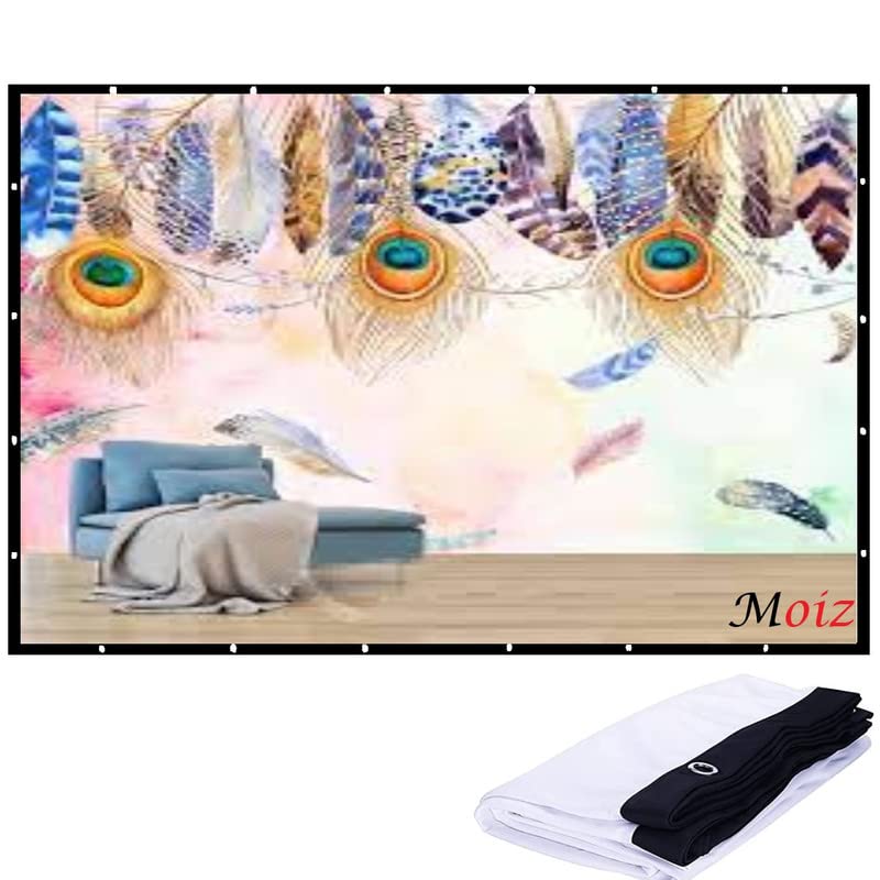 MOIZ [محدث] شاشة بروجيكتور 120 بوصة (قابلة للطي) 8 × 6 أقدام نسبة 4:3 تصميم مدعوم 3D UHD 124 -(عرض 244 سم × ارتفاع 183 سم) - Image 1